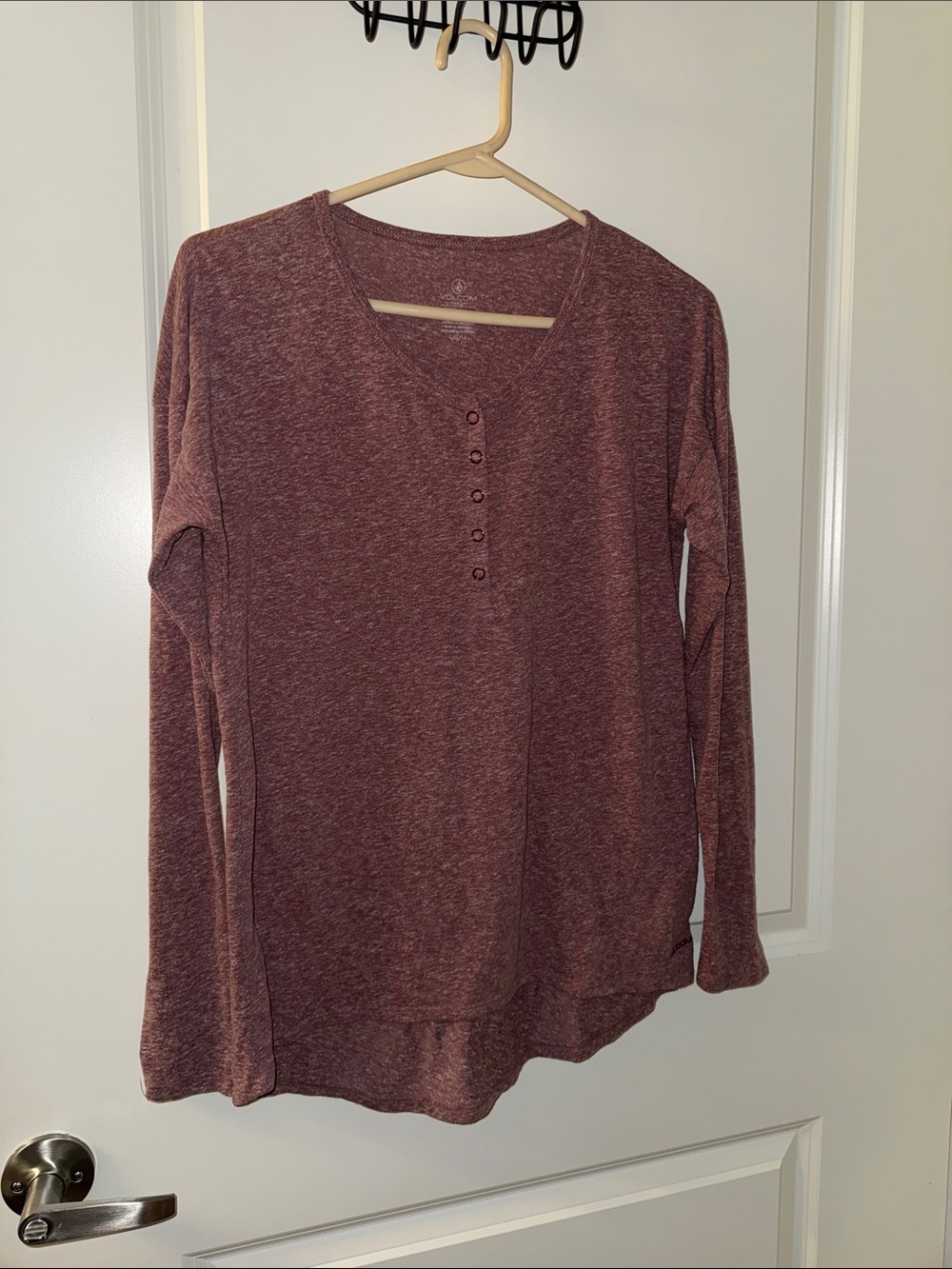 Volcom Long Sleeve Henley Top in Dusty Rose